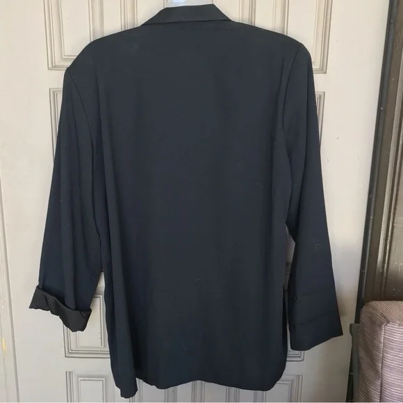 Plus Sz Vintage Boyfriend Le'ger Blazer Black Sz16 Single Button Closure Unlined